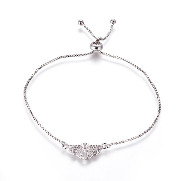 NWOT Rhinestone Wings Heart Butterfly Adjustable bolo slider bracelet 2/$10 - Picture 5 of 5